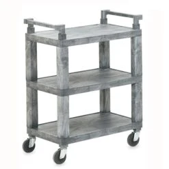 Vollrath® 97112 Open 3-Shelf Gray Utility Cart W/ Plastic Uprights