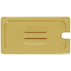 Cambro 30HPCHN150 H-Pan Amber 1/3 Size Notched Food Pan Cover W/Handle