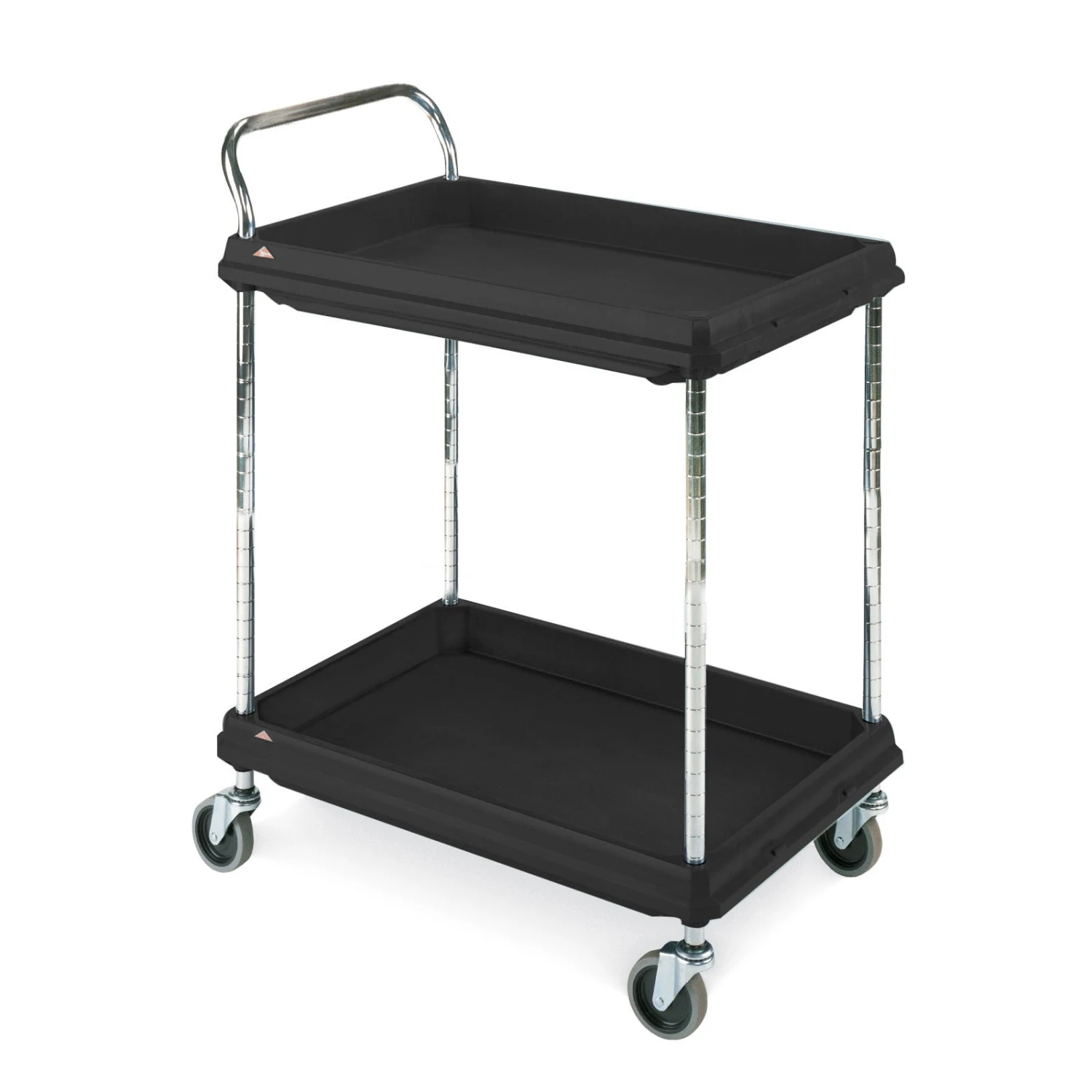 Metro BC2636-2DBL Black Polymer Deep Ledge 2-Shelf Utility Cart