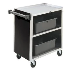 Vollrath® 97181 S/S Enclosed 3-Shelf Vinyl Finish Bussing Cart