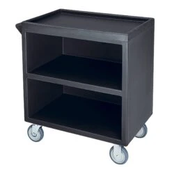 Cambro BC330110 Black 33-1/8 X 34-5/8 Closed Side 3-Shelf Service Cart