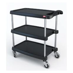 Metro MY1627-34BL MyCart BC Series Black 16 X 27" 3-Shelf Cart