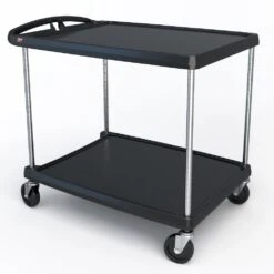 Metro MY2636-25BL MyCart Black 27-11/16 X 40-1/4" 2-Shelf Cart