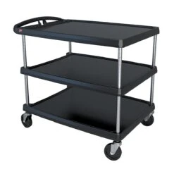 Metro MY2636-35BL MyCart Black 27-11/16 X 40-1/4" 3-Shelf Cart