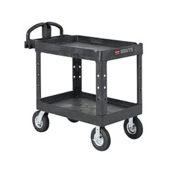 Rubbermaid FG452010BLA Black 2-Shelf Utility Cart W/ Pneumatic Casters