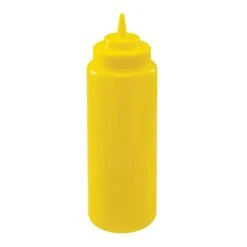Winco PSW-32Y Wide Mouth Yellow 32 Ounce Squeeze Bottle - 6 / PK