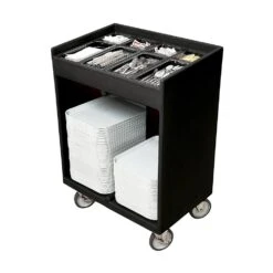 Cambro TC1418110 Black 180-200 Tray Capacity Tray & Silverware Cart