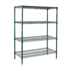 Winco VEXS-2448 Green Epoxy 24" X 48" X 72" 4 Tier Wire Shelving Set