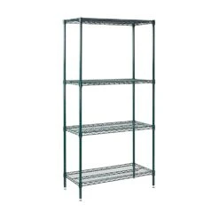 Winco VEXS-1836 Green Epoxy 18" X 36" X 72" 4 Tier Wire Shelving Set