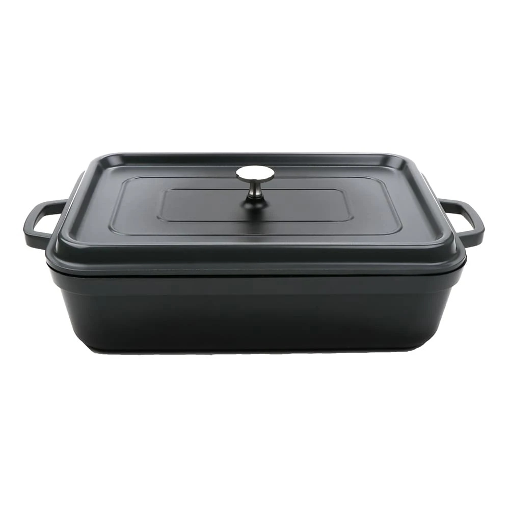 G.E.T. CA-017-GR/BK Heiss Gray Rectangle 7.5 Quart Roaster