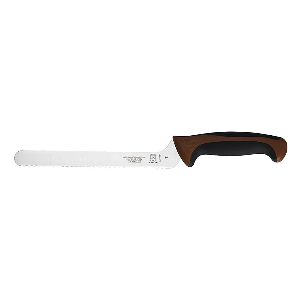 Mercer M22418BR Brown Wavy Edge Offset 8" Bread Knife