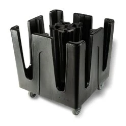 Carlisle ADS403 Black 4-Section Optimizer Dish Cart With Casters