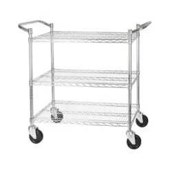 Winco VCCD-2448B Chrome 24 X 48" 3-Tier Utility Cart With Caster