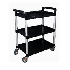 Darling Food Service 5001453 Black 200 Lb Cap 3 Shelf Utility Cart