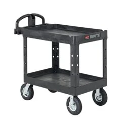 Rubbermaid FG454610BLA Black 2-Shelf Utility Cart W/ Pneumatic Casters