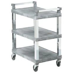 Vollrath 97102 Gray Open 3-Shelf Utility Cart With Chrome Uprights