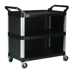 Rubbermaid FG409300BLA Xtra Black 3-Side Enclosed Utility Cart