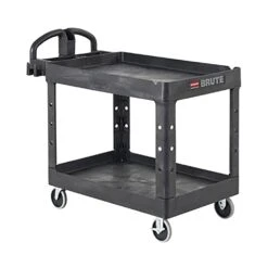Rubbermaid FG452088BLA Black 2-Shelf 45 X 26" Utility Cart