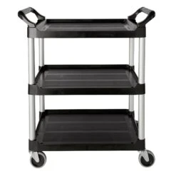 Rubbermaid FG342488BLA 3-Shelf Utility Cart With Swivel Casters