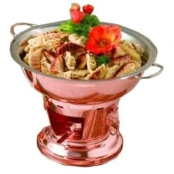 Bon Chef 21001 Copper 5 Qt. Wok Set With Fuel Holder And Food Pan